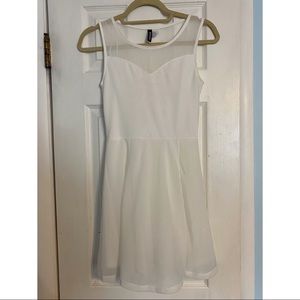 Cute White Fit and Flare Dress | Size XS